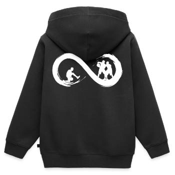 Basketball bis ins Unendliche - Kinder Premium Organic Zip Hoodie - Schwarz - Hinten - AI Model Kid Male (0cm)