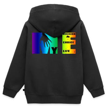 Manifeste de moi: choix, décision, vie - Sweat Premium à capuche zippé enfant bio - noir - Dos - AI Model Kid Male (0cm)