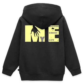 Je me renforce: choix, décision, vie - Sweat Premium à capuche zippé enfant bio - noir - Dos - AI Model Kid Male (0cm)