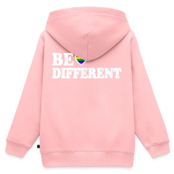 Be different - Kinder Premium Organic Zip Hoodie - Rosa - Hinten - AI Model Kid Female (0cm)