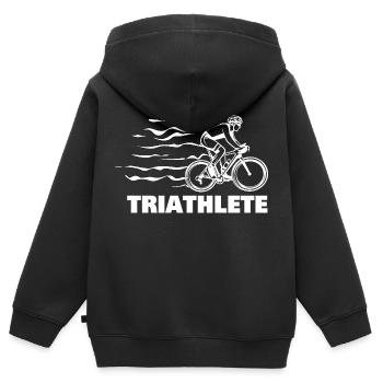 Triathlon Biking Biker - Kinder Premium Organic Zip Hoodie - Schwarz - Hinten - AI Model Kid Male (0cm)