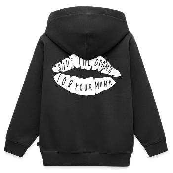 Heben Sie sich das Drama für Ihre Mama auf - Kinder Premium Organic Zip Hoodie - Schwarz - Hinten - AI Model Kid Male (0cm)