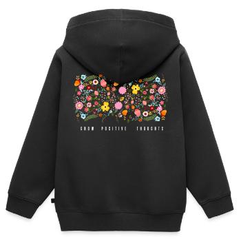 Positive Gedanken wachsen lassen - Kinder Premium Organic Zip Hoodie - Schwarz - Hinten - AI Model Kid Male (0cm)