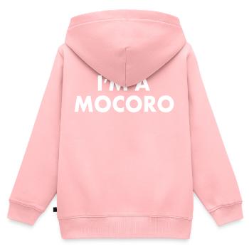 I'm a mocoro - Sweat Premium à capuche zippé enfant bio - rose - Dos - AI Model Kid Female (0cm)