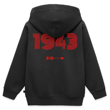 Jahrgang 1943 - Kinder Premium Organic Zip Hoodie - Schwarz - Hinten - AI Model Kid Male (0cm)