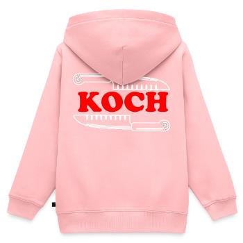 Koch - Kinder Premium Organic Zip Hoodie - Rosa - Hinten - AI Model Kid Female (0cm)