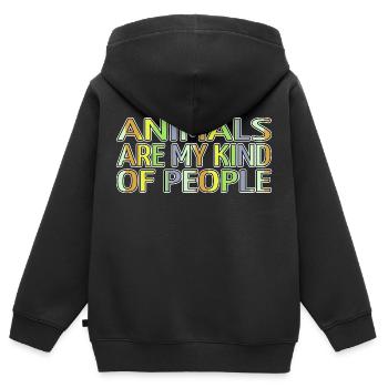 Défenseurs des droits des animaux Bien-être animal présent - Sweat Premium à capuche zippé enfant bio - noir - Dos - AI Model Kid Male (0cm)