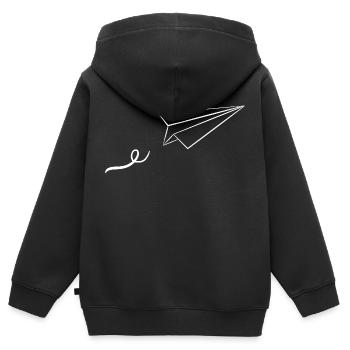 Avion en papier - Sweat Premium à capuche zippé enfant bio - noir - Dos - AI Model Kid Male (0cm)