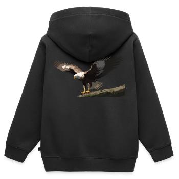 Adler auf dem Ast - Kinder Premium Organic Zip Hoodie - Schwarz - Hinten - AI Model Kid Male (0cm)