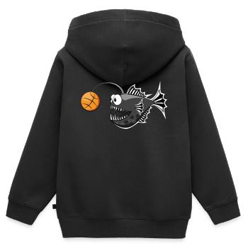 Frogfish Basketball Black White Striped - Kids Premium Organic Zip-up Hoodie - black - Back - AI Model Kid Male (0cm)