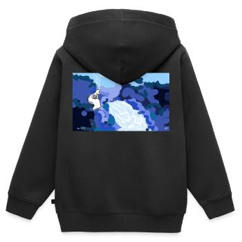 Im Frieden sein - Kinder Premium Organic Zip Hoodie - Schwarz - Hinten - AI Model Kid Male (0cm)