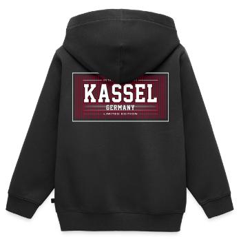 Kassel - Sweat Premium à capuche zippé enfant bio - noir - Dos - AI Model Kid Male (0cm)