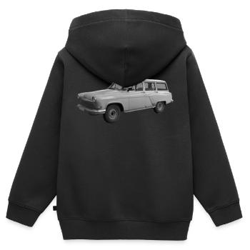 Pkw GAZ M22 Kombi Wolga Sowjetunion Oldtimer - Kinder Premium Organic Zip Hoodie - Schwarz - Hinten - AI Model Kid Male (0cm)