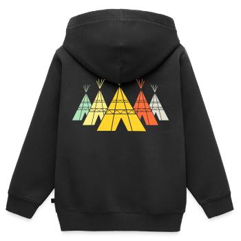 Retro-T-Shirt mit indianischen Tipi-Typen - Kinder Premium Organic Zip Hoodie - Schwarz - Hinten - AI Model Kid Male (0cm)