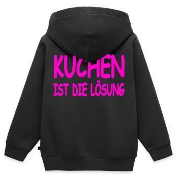 Kuchen - Kinder Premium Organic Zip Hoodie - Schwarz - Hinten - AI Model Kid Male (0cm)