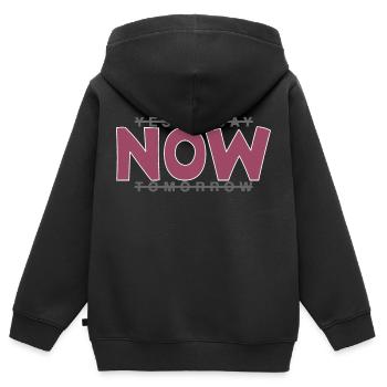 Vivre maintenant - vivre dans l’ici et maintenant - Sweat Premium à capuche zippé enfant bio - noir - Dos - AI Model Kid Male (0cm)
