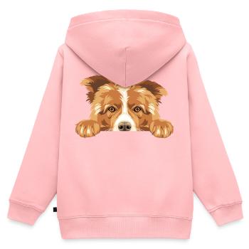 Spähender trauriger Border Collie-Hund - Kinder Premium Organic Zip Hoodie - Rosa - Hinten - AI Model Kid Female (0cm)