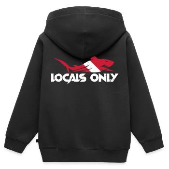 Local Only Red White Diving Flag Great White Shark - Kinder Premium Organic Zip Hoodie - Schwarz - Hinten - AI Model Kid Male (0cm)