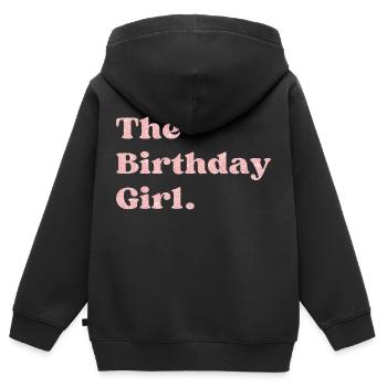 Das rosa Geburtstagskind - Kinder Premium Organic Zip Hoodie - Schwarz - Hinten - AI Model Kid Male (0cm)