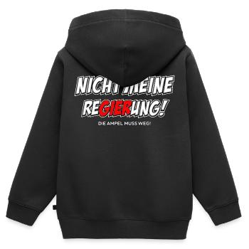 Nicht meine ReGIERung - Kinder Premium Organic Zip Hoodie - Schwarz - Hinten - AI Model Kid Male (0cm)