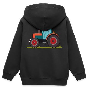 Roter Traktor - Kinder Premium Organic Zip Hoodie - Schwarz - Hinten - AI Model Kid Male (0cm)