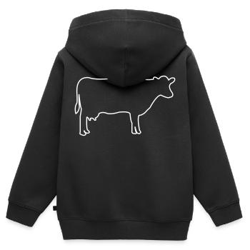Contour de la vache - Sweat Premium à capuche zippé enfant bio - noir - Dos - AI Model Kid Male (0cm)