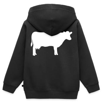 vache - Sweat Premium à capuche zippé enfant bio - noir - Dos - AI Model Kid Male (0cm)
