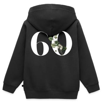 Nummer 60 Blumengrün - 60. Geburtstag Blumen - Kinder Premium Organic Zip Hoodie - Schwarz - Hinten - AI Model Kid Male (0cm)