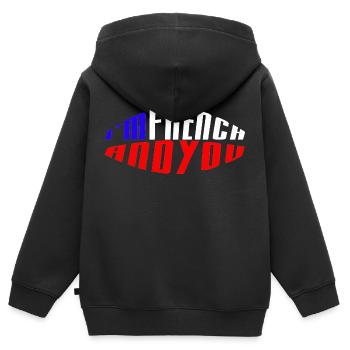 Ich bin Franzose und du - Kinder Premium Organic Zip Hoodie - Schwarz - Hinten - AI Model Kid Male (0cm)