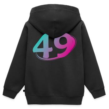 Nummer 49 mehrfarbig - Kinder Premium Organic Zip Hoodie - Schwarz - Hinten - AI Model Kid Male (0cm)