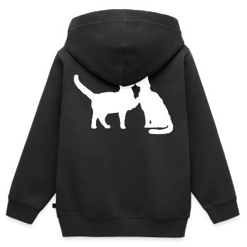 2 Katzen Küssen Pärchen Zwei Freunde Schmusen Paar - Kinder Premium Organic Zip Hoodie - Schwarz - Hinten - AI Model Kid Male (0cm)