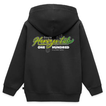 Jena Saale Horizontale One Hundred Kilometers - Kinder Premium Organic Zip Hoodie - Schwarz - Hinten - AI Model Kid Male (0cm)