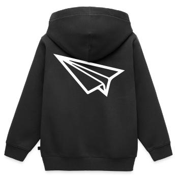Avion en papier - Sweat Premium à capuche zippé enfant bio - noir - Dos - AI Model Kid Male (0cm)