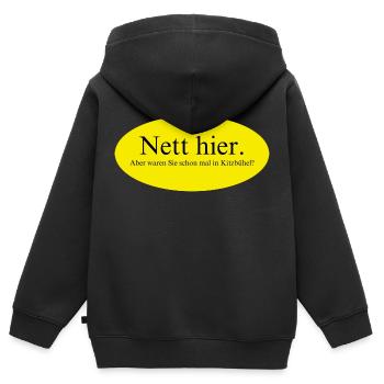 Nett hier, aber waren Sie schon mal in Kitzbühel? - Kinder Premium Organic Zip Hoodie - Schwarz - Hinten - AI Model Kid Male (0cm)