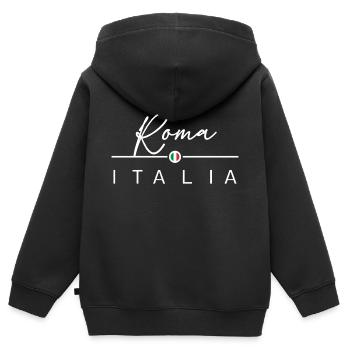 Italie - Rome - Rome - Italien - Italie - Sweat Premium à capuche zippé enfant bio - noir - Dos - AI Model Kid Male (0cm)