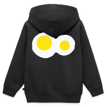 Œufs au plat - Sweat Premium à capuche zippé enfant bio - noir - Dos - AI Model Kid Male (0cm)