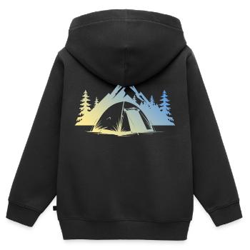 Tente de camping - Sweat Premium à capuche zippé enfant bio - noir - Dos - AI Model Kid Male (0cm)