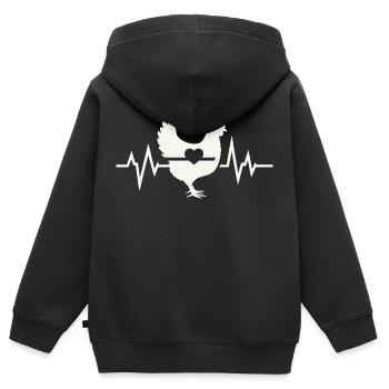 Hühnerzucht mit Herzschlag - Kinder Premium Organic Zip Hoodie - Schwarz - Hinten - AI Model Kid Male (0cm)