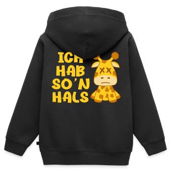 Ich hab so'n Hals Choleriker Giraffe Geschenk - Kinder Premium Organic Zip Hoodie - Schwarz - Hinten - AI Model Kid Male (0cm)