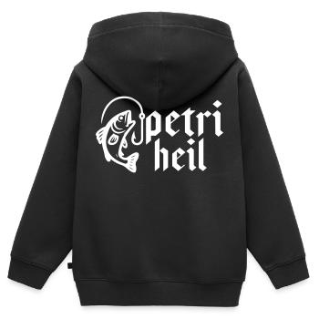 Petri Heil Angeln - Kinder Premium Organic Zip Hoodie - Schwarz - Hinten - AI Model Kid Male (0cm)