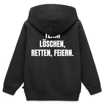 Team: Löschen, Retten, Feiern. - Kinder Premium Organic Zip Hoodie - Schwarz - Hinten - AI Model Kid Male (0cm)