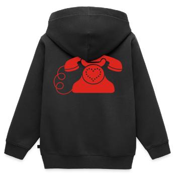 Herz-Telefon - Kinder Premium Organic Zip Hoodie - Schwarz - Hinten - AI Model Kid Male (0cm)