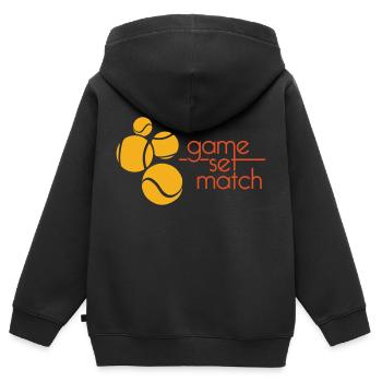 TENNIS - GAME, SET, MATCH - Kinder Premium Organic Zip Hoodie - Schwarz - Hinten - AI Model Kid Male (0cm)