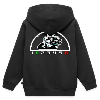 R1 1UP6DOWN - Kinder Premium Organic Zip Hoodie - Schwarz - Hinten - AI Model Kid Male (0cm)