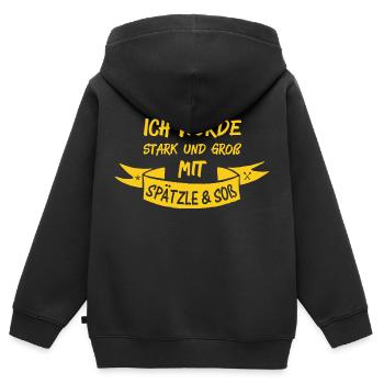 SPÄTZLE & SOß - Kinder Premium Organic Zip Hoodie - Schwarz - Hinten - AI Model Kid Male (0cm)