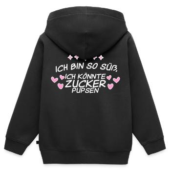 ich bin so süß, ich könnt zucker pupsen - Kinder Premium Organic Zip Hoodie - Schwarz - Hinten - AI Model Kid Male (0cm)