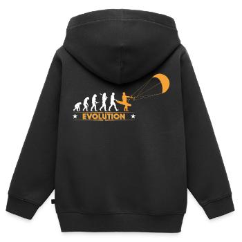 Kitesurf - evolution - Sweat Premium à capuche zippé enfant bio - noir - Dos - AI Model Kid Male (0cm)