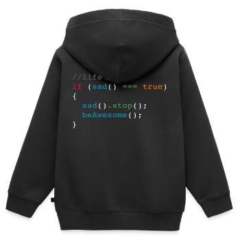 life motto - Kinder Premium Organic Zip Hoodie - Schwarz - Hinten - AI Model Kid Male (0cm)