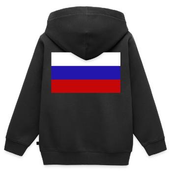Russie - Sweat Premium à capuche zippé enfant bio - noir - Dos - AI Model Kid Male (0cm)