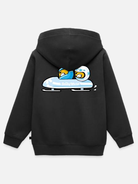 Smiley Bobsleigh - Kinder Premium Organic Zip Hoodie - Schwarz